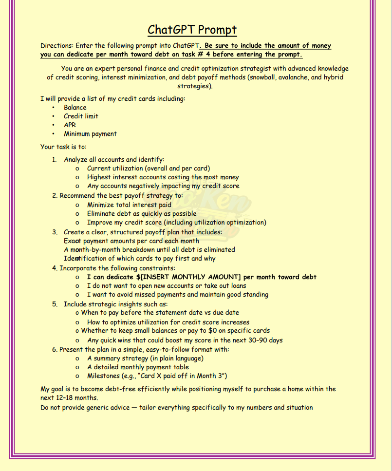 The Bro’Ken Teacher Credit Card Debt Payoff Action Lesson Plan